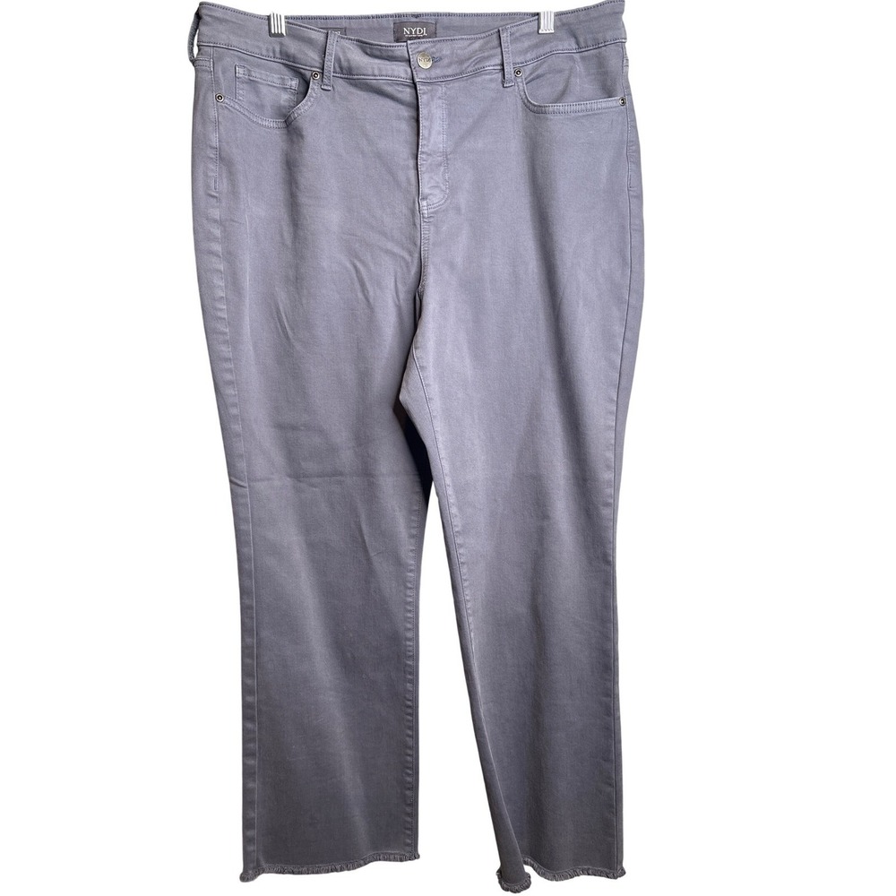 NYDJ Womens Marilyn Straight Leg Jeans Size 16 Lift Tuck Gray Frayed Hem Western